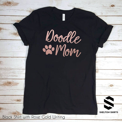 Doodle Mom with Paw Print Super Soft Heather Raspberry Cotton Comfy T-Shirt Candy Wrapper Store