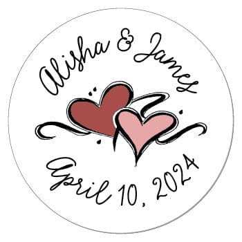 Double Heart Two-Tone Trendy Wedding Stickers - SWA1 wa1