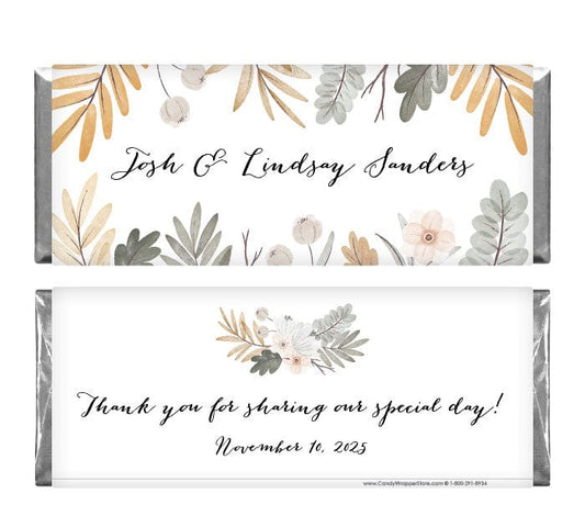 Fall Leaves and Foliage Wedding Candy Bar Wrapper - WA274 Fall Leaves Wedding Candy Bar Wrapper Regular Size Wrapper WA274