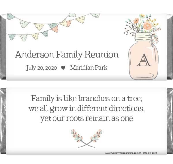 FAM207 - Country Chic Family Reunion Candy Bar Wrappers Country Chic Family Reunion Candy Bar Wrappers Party Favors FAM207