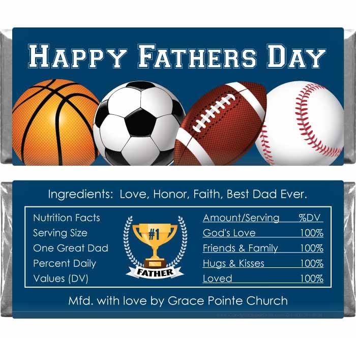 FD218 - Fathers Day Sports Theme Candy Bar Wrapper Fathers Day Sports Theme Candy Bar Wrapper Party Favors FD218