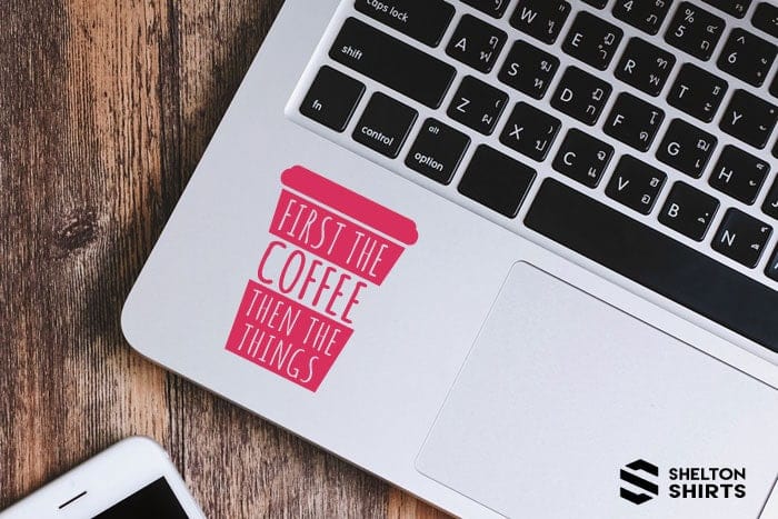 First the Coffee then the Things Laptop Vinyl Sticker Candy Wrapper Store