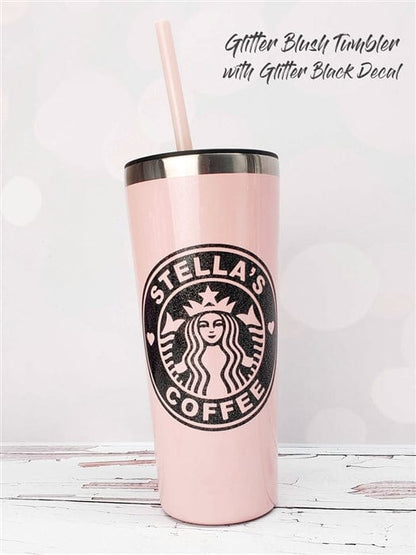 Glitter Blush Hot Tumbler Personalized Black Starbucks Logo starbucks
