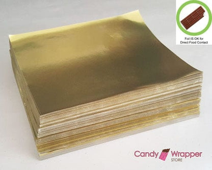 Gold Foil - Food Grade Wax Backed - 1000 sheets Bright Gold Food Grade Foil Wrappers for Candy Bars - Candy Wrapper Store Candy & Chocolate foil1000