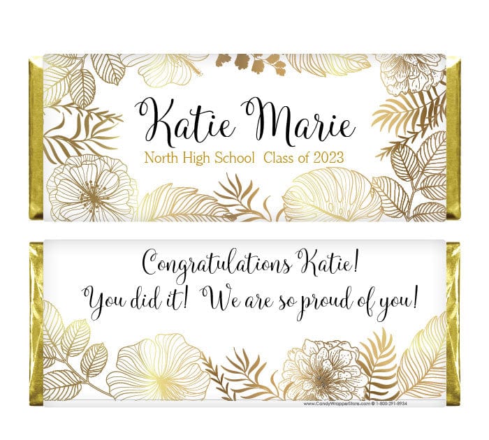 Golden Floral Graduation Candy Bar Wrappers Golden Floral Graduation Candy Bar Wrappers Candy Wrappers 