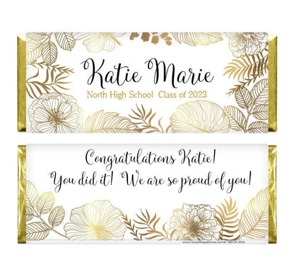 Golden Floral Graduation Candy Bar Wrappers Golden Floral Graduation Candy Bar Wrappers Candy Wrappers 