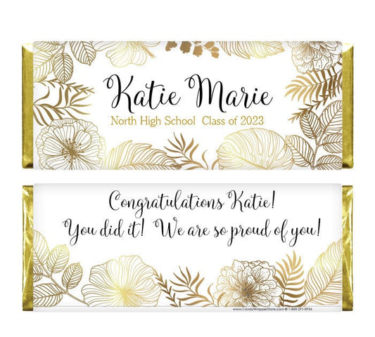 Golden Floral Graduation Candy Bar Wrappers Golden Floral Graduation Candy Bar Wrappers Candy Wrappers 