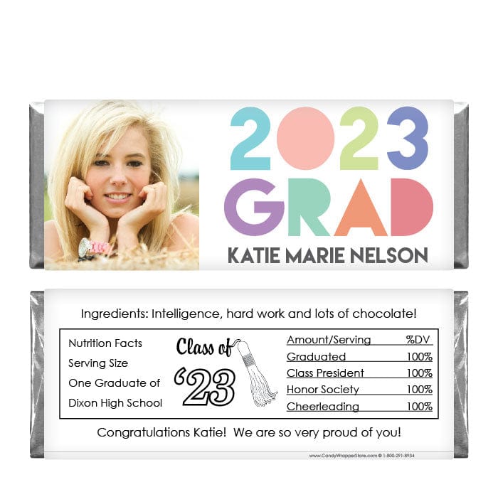 GRAD241photo - Graduation Trendy 2023 Photo Candy Bar Wrappers Graduation Trendy 2023 Photo Candy Bar Wrappers Candy Wrappers GRAD241