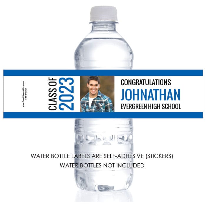 Graduation Class of 2023 Photo Water Bottle Labels - WBGRAD101 Graduation Class of 2023 Photo Water Bottle Labels Party Favors GRAD201