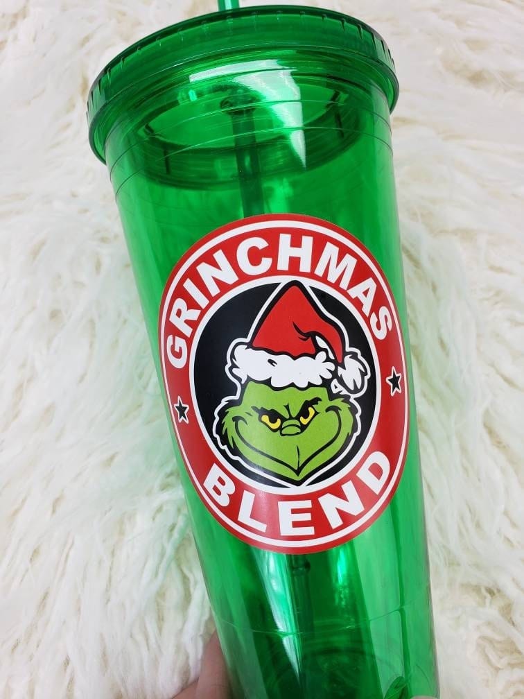 Grinchmas blend green tumbler with grinch decal - double wall high grade acrylic tumbler - 20 oz tumbler Grinchmas blend green tumbler with Grinch decal Mugs Shelton Shirts