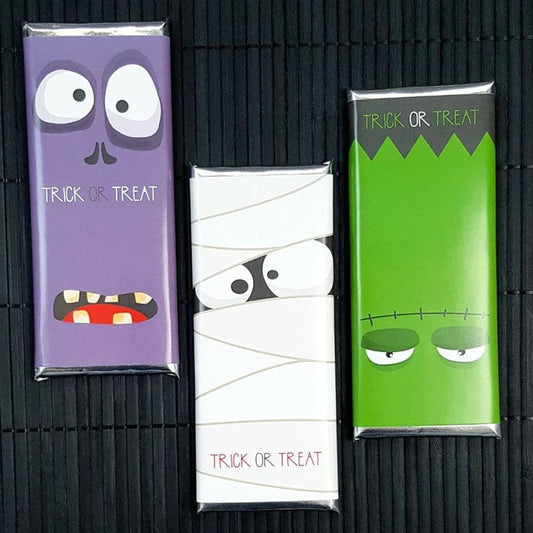 Halloween Monsters Trio Candy Bar Wrapper - Set of 3 designs Halloween Monsters Candy Bar Wrapper - Set of 3 designs Party Supplies HALSET