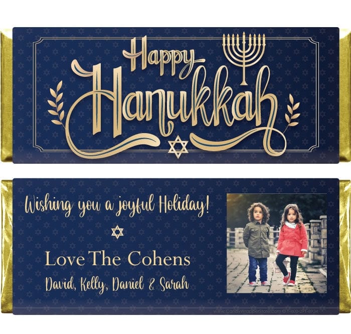 Happy Hanukkah Hersheys Candy Bar Wrapper with Photo on Back Happy Hanukkah with Photo Hershey's Candy Bar Candy Wrapper Store