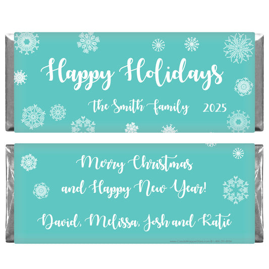 Happy Holidays Blue Snow Candy Wrappers Happy Holidays Blue Snow Candy Wrappers Candy Wrapper Store