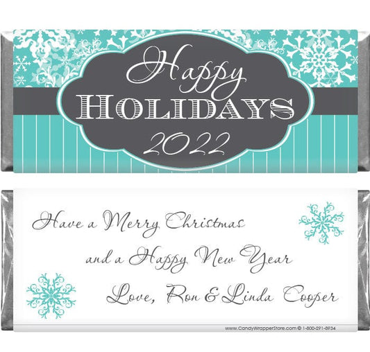  Happy Holidays Snowflakes and Stripes Candy Bar Wrapper Happy Holidays Snowflakes and Stripes Candy Bar Wrapper Candy Wrapper Store