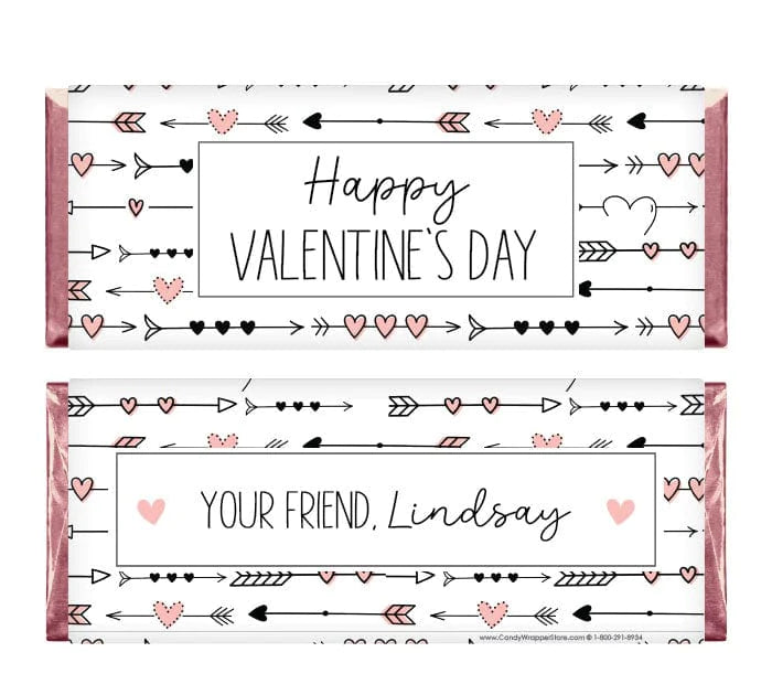 Hearts and Arrows Happy Valentine's Day Candy Bar Wrappers - VAL248 Hearts and Arrows Happy Valentine's Day Candy Bar Wrappers Seasonal & Holiday Decorations VAL248