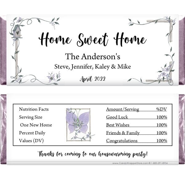 HOUSE201 - Home Sweet Home Housewarming Candy Bar Wrapper Home Sweet Home Housewarming Candy Bar Wrapper Party Supplies Candy Wrapper Store