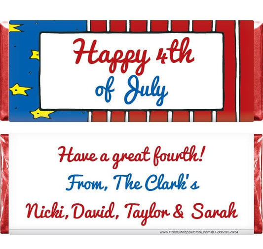 IND202 - 4th of July Flag Candy Bar Wrapper 4th of July Flag Hershey's 1.55oz Candy Bar Wrappers Candy Wrapper Store
