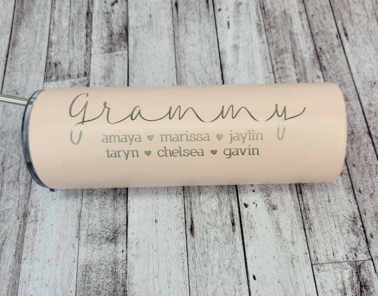 Best Seller! Laser Engraved Mama with Kids Names Tumbler with Straw - 21 color choices Candy Wrapper Store
