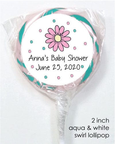 LOBS10 - Pink Daisy Baby Shower Lollipops Pink Daisy Baby Shower Lollipops Baby & Toddler Candy Wrapper Store
