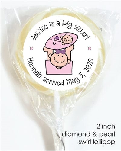 LOBS18 - Big Sister with Baby Sister Lollipops Big Sister Birth Announcements Lollipops Baby & Toddler Candy Wrapper Store