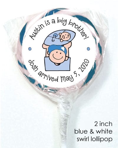LOBS20 - Big Brother holding Baby Brother Lollipops Big Brother Birth Announcement Lollipops Baby & Toddler Candy Wrapper Store