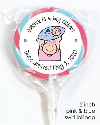 LOBS21 - Big Sister holding Baby Brother Lollipops Big Sister Birth Announcement Lollipops Religious Items Candy Wrapper Store