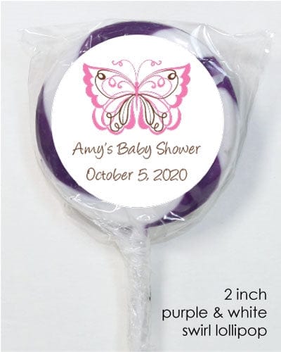 LOBS5 - Pink and Purple Butterfly Baby Shower Lollipops Butterfly Baby Shower Lollipops Religious Items Candy Wrapper Store