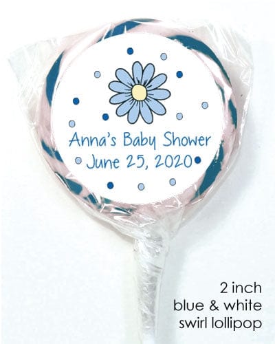 LOBS9 - Blue Daisy Baby Shower Lollipops Daisy Baby Shower Lollipops Birth Announcement Candy Wrapper Store