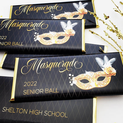 Masquerade Feathers Black and Gold Prom Wrapper Candy Wrappers Prom