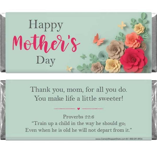 MD204 - Mother's Day Paper Flowers Candy Wrappers Mother's Day Paper Flowers Candy Wrappers md204
