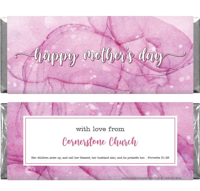 MD205 - Mother's Day Pink Ink Watercolor Candy Wrappers Mother's Day Pink Ink Watercolor Candy Wrappers md205