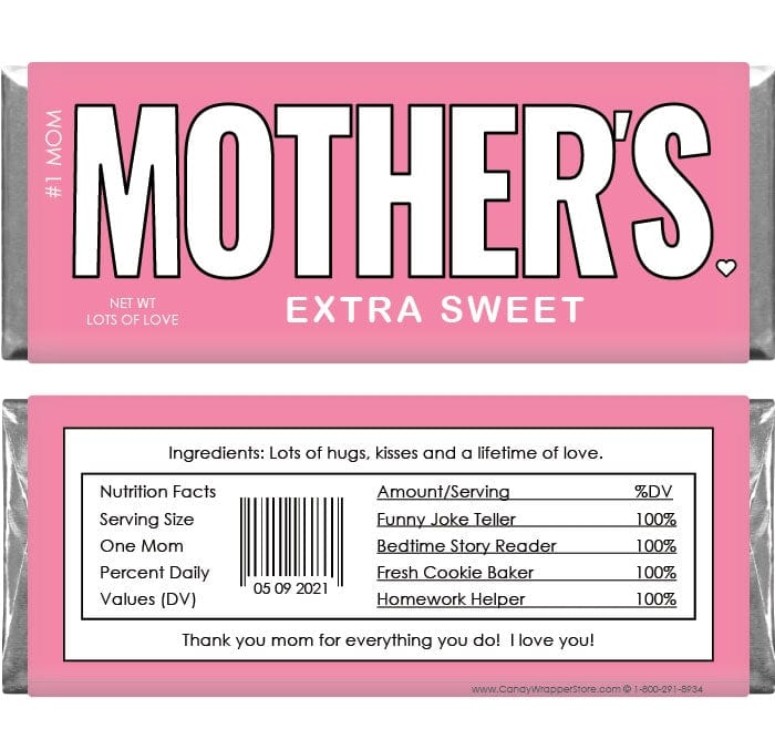 MD210 - Mother's Extra Sweet Personalized Candy Bar Wrappers Mother's Extra Sweet Personalized Candy Bar Wrappers md210