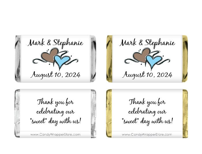 MINI143 - Miniature Brown and Blue Wedding Candy Bar Wrappers Miniature Brown and Blue Wedding Candy Bar Wrappers Miniature Size Wrapper Candy Wrapper Store