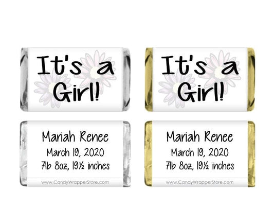 MINI219G Miniature Girl Birth Announcement Candy Bar Wrappers Candy Wrapper Store
