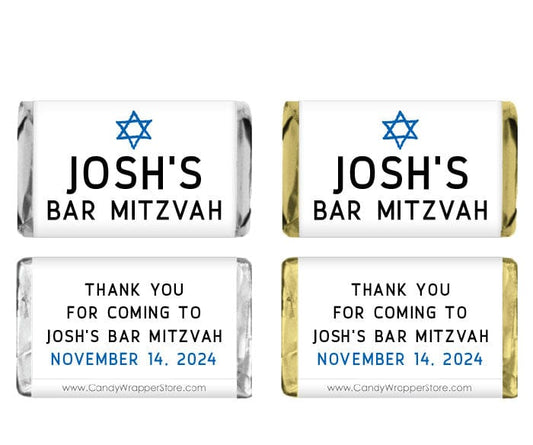 Miniature Bar Mitzvah Star Wrapper - MINIBAR100 Miniature Bar Mitzvah Candy Bar Wrappers Birthday Candles BAR200