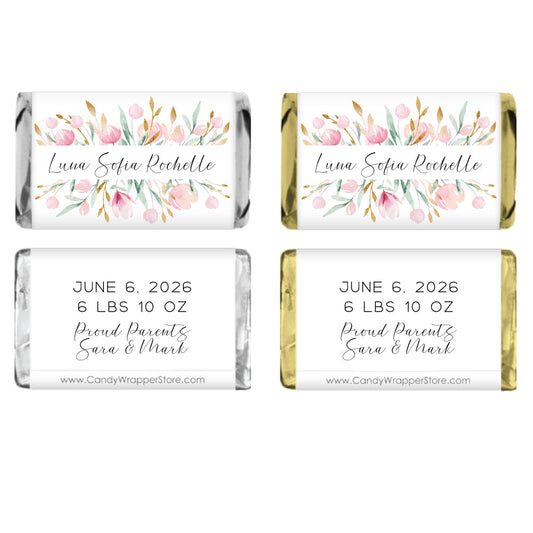 Miniature Girl Birth Announcement Candy Bar Wrappers