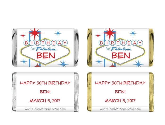 Miniature Las Vegas Birthday Candy Bar Wrappers Party Favors BD215