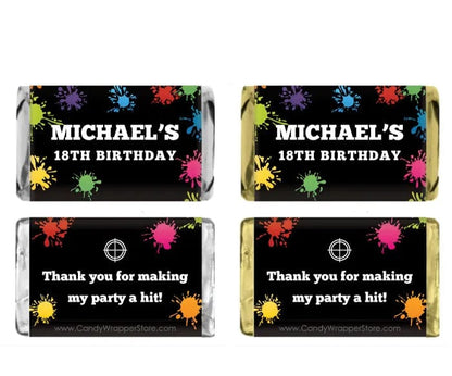 Miniature Paintball Birthday Candy Bar Wrapper Party Favors BD513