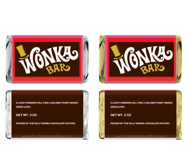 Set of 48 wrappers and golden tickets Non Personalized Miniature Won Candy Wrapper Store