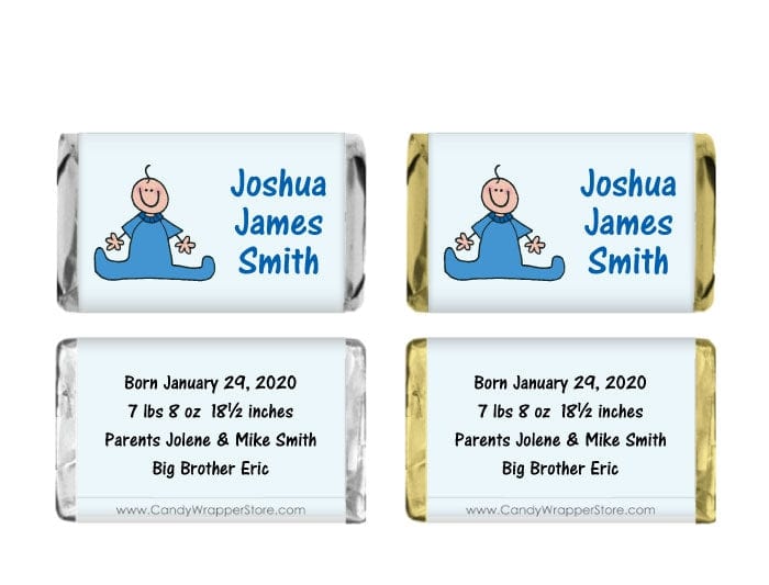MINIBAB214 - Miniature Baby Boy Splits Candy Wrappers Miniature Boy Birth Announcement Candy Bar Wrappers Baby & Toddler BAB214