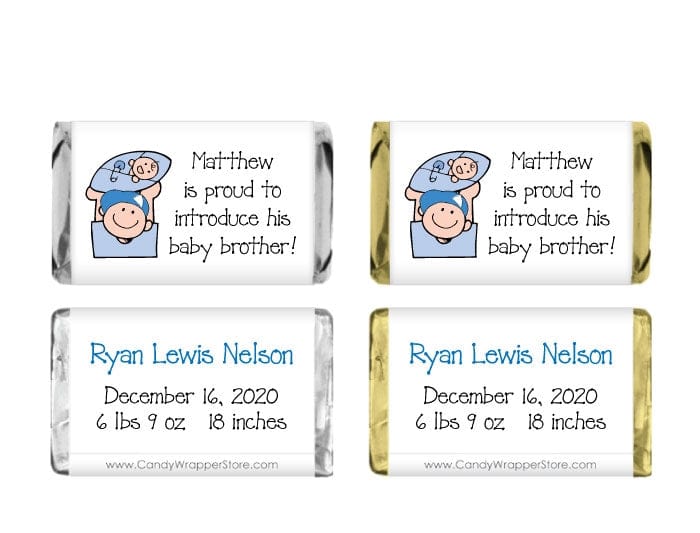 MINIBAB217 - Miniature Baby Boy Big Brother Wrappers Miniature Boy Birth Announcement Candy Bar Wrappers Baby & Toddler BAB217