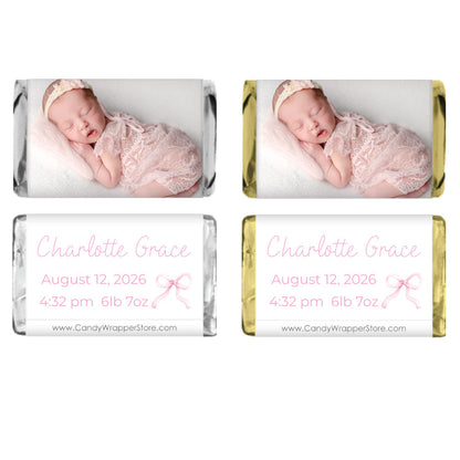 MINIBAG201photo - Photo It's a Girl Border Miniature Candy Bar Wrappers Photo It's a Girl Border Miniature Candy Bar Wrappers BAG201