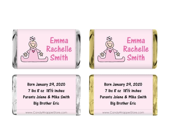 MINIBAG214 - Miniature Baby Girl Splits Candy Wrappers Miniature Girl Birth Announcement Candy Bar Wrappers Baby & Toddler BAG214