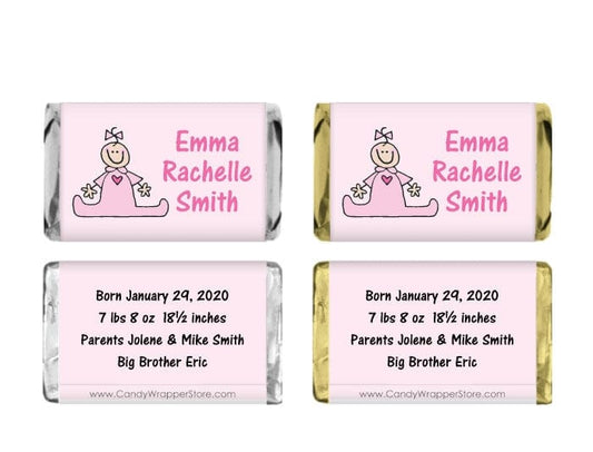 MINIBAG214 - Miniature Baby Girl Splits Candy Wrappers Miniature Girl Birth Announcement Candy Bar Wrappers Baby & Toddler BAG214