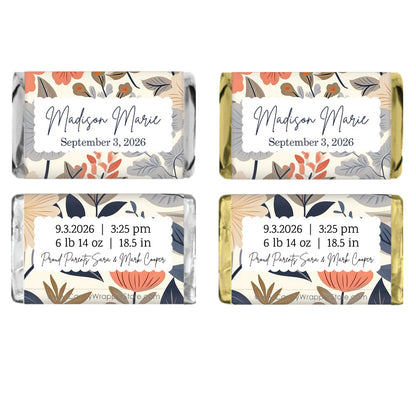 MINIBAG250 - Miniature Whimsical Flower Background Birth Announcement