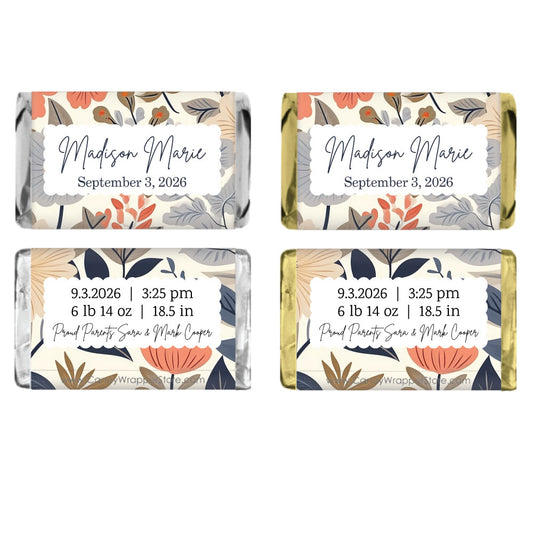 MINIBAG250 - Miniature Whimsical Flower Background Birth Announcement
