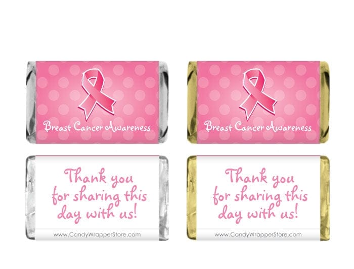 MINIBCA204 - Breast Cancer Dots Pink Ribbon Candy Bar Miniature Wrapper Breast Cancer Dots Pink Ribbon Candy Bar Miniature Wrapper Candy Wrappers BCA204