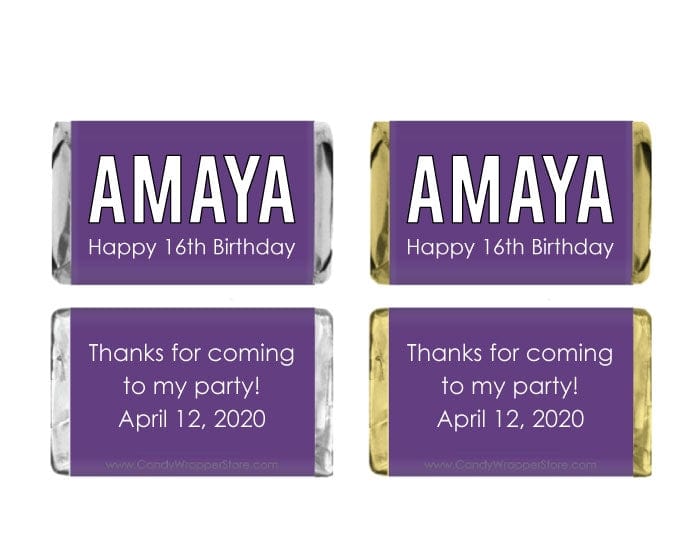 MINIBD330 - Miniature 'Your Name Here' Birthday Candy Bar Wrapper Miniature 'Your Name Here' Birthday Candy Bar Wrapper Party Favors BD330