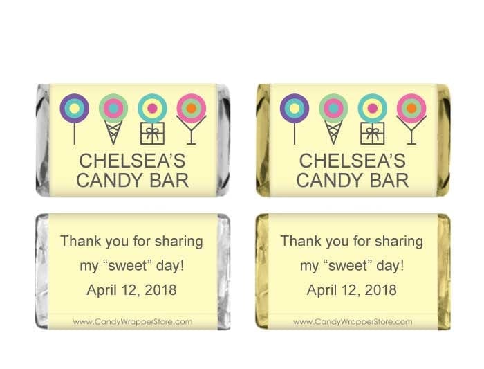 MINIBD418 - Miniature Rainbow Sweet Shop Birthday Candy Bar Wrapper Miniature Rainbow Sweet Shop Birthday Candy Bar Wrapper Party Favors BD418