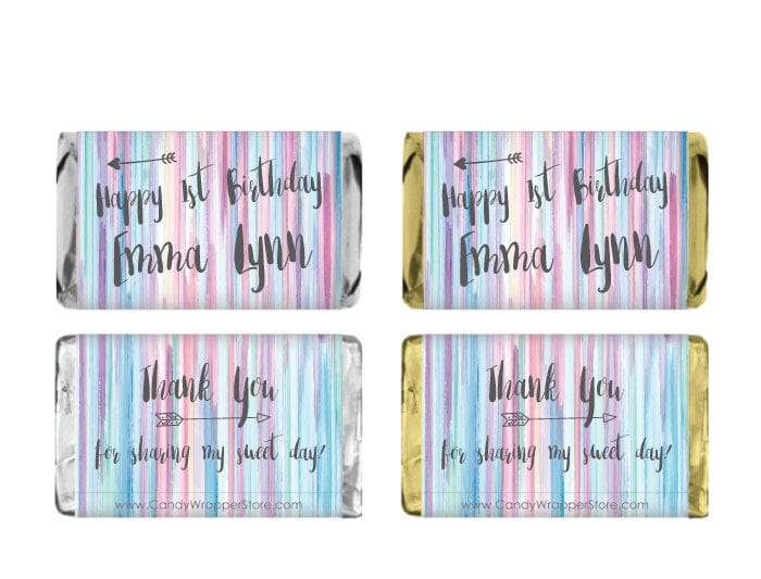 MINIBD452 - Miniature Colorful Abstract Background Birthday Candy Bar Wrapper Miniature Colorful Abstract Background Birthday Candy Bar Wrapper Party Favors BD452
